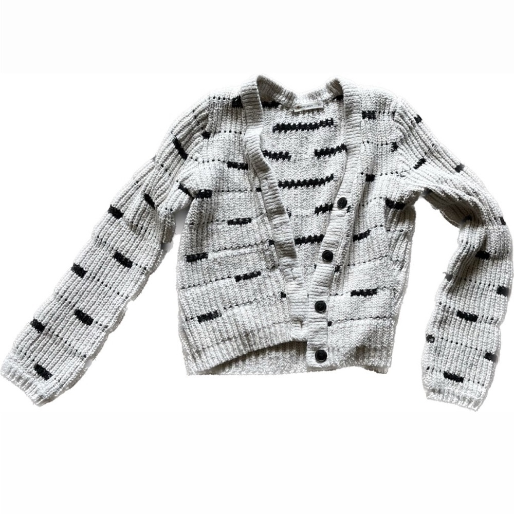 Marine Layer Cream Knit Cardigan with Black Stripe Detail size XS GUC